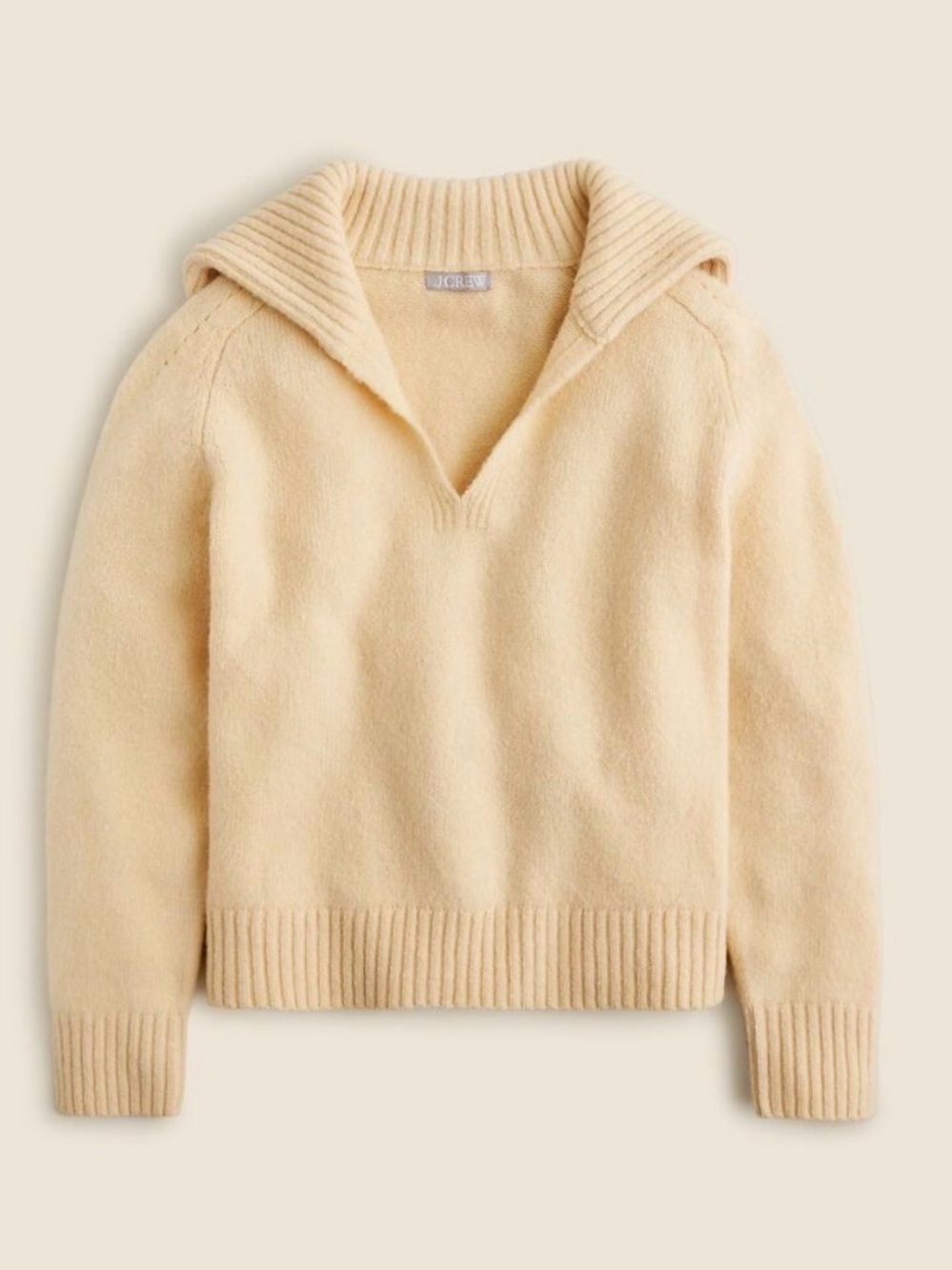 J Crew Johnny-Collar Sweater With Ribbed Trim Women’s Small Merino Wool Blend